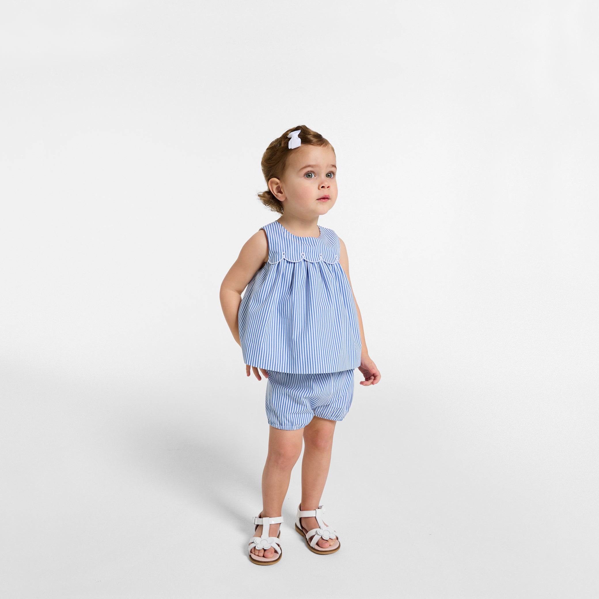 Baby girl striped poplin shorts set