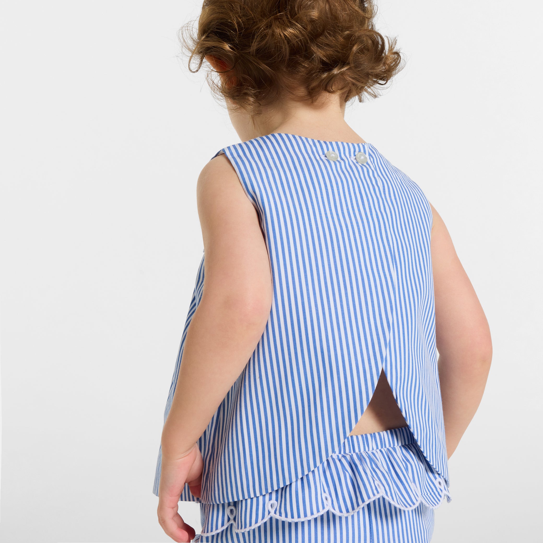 Baby girl striped poplin shorts set