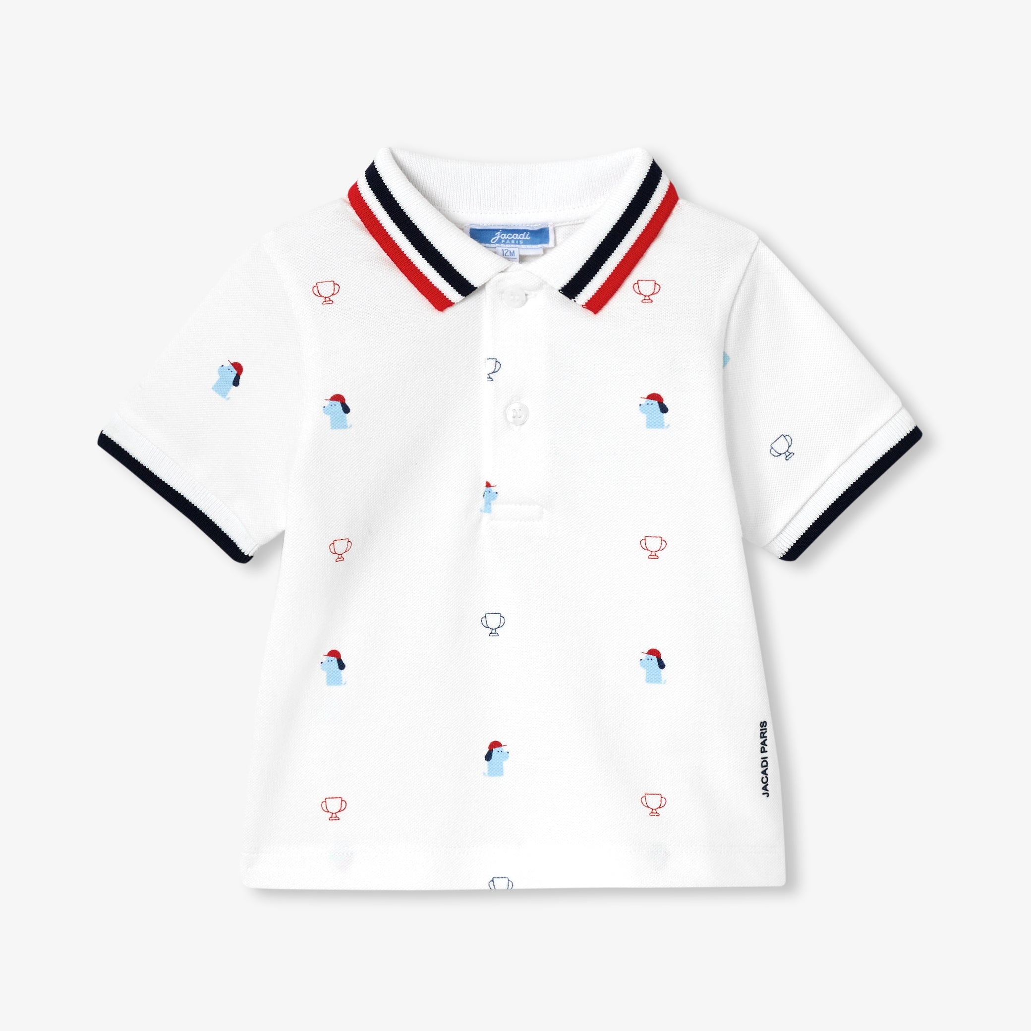 Baby boy polo shirt in printed cotton piquÃ©