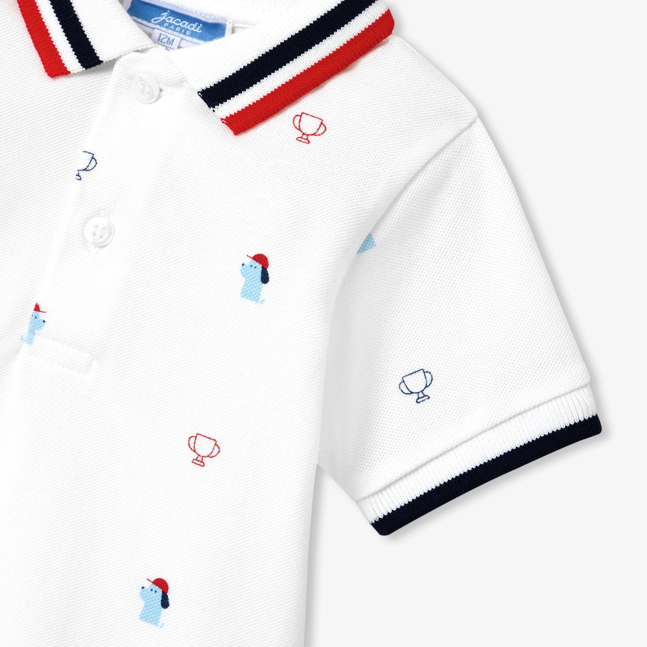 Baby boy polo shirt in printed cotton piquÃ©