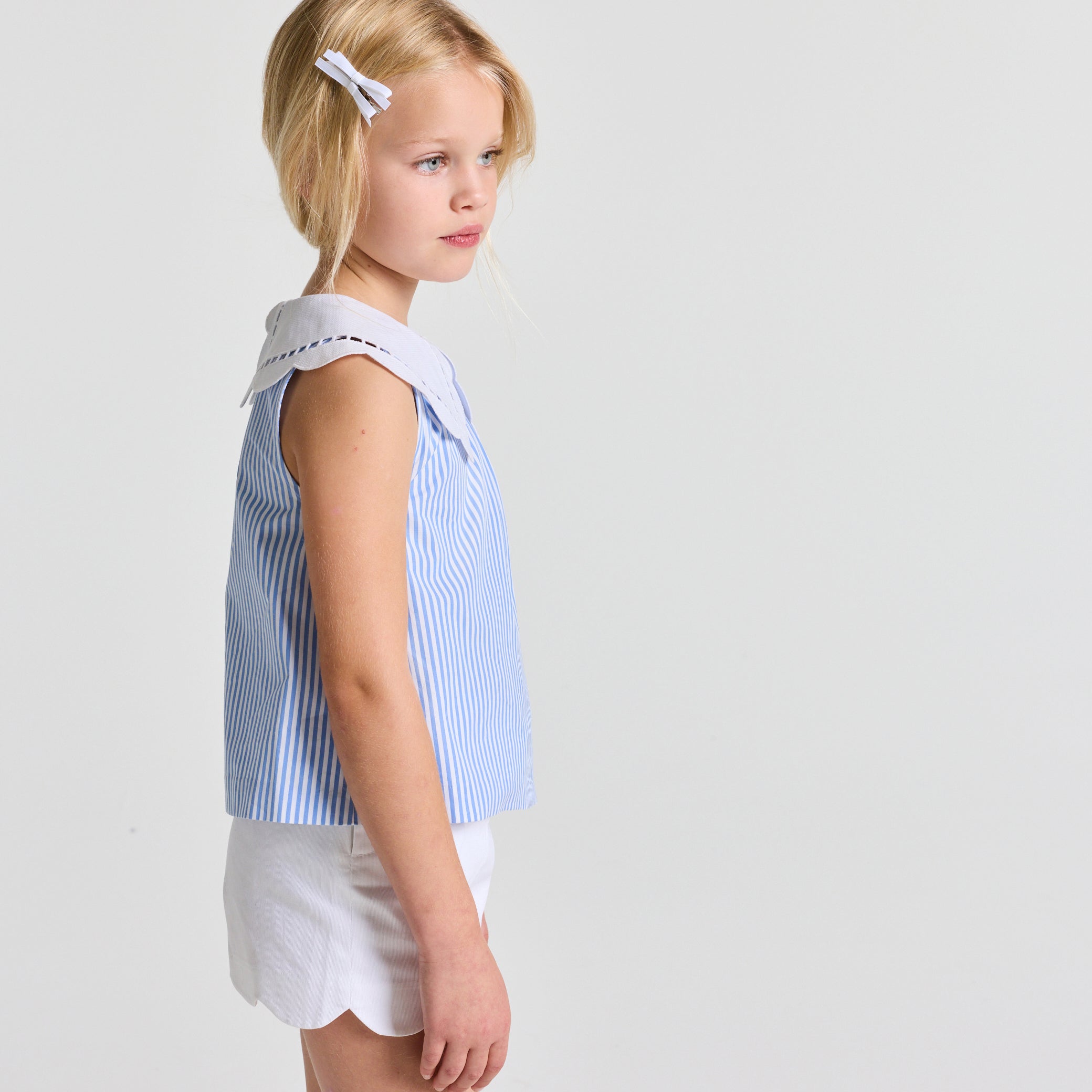 Girls' striped poplin blouse