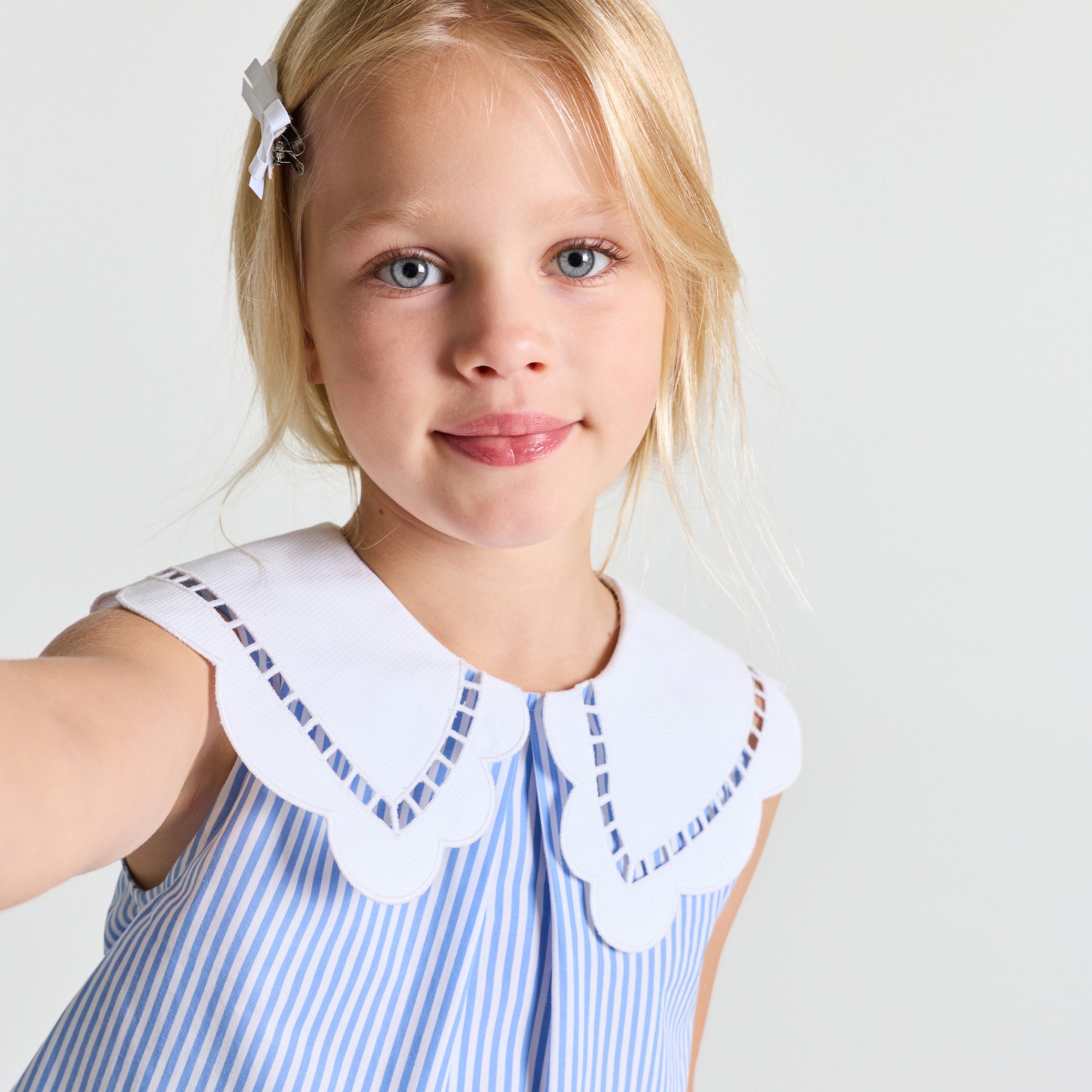 Girls' striped poplin blouse