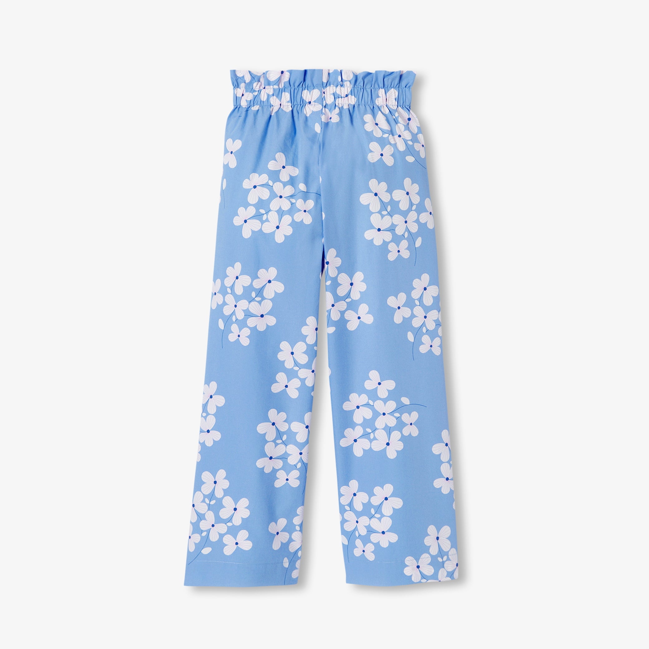 Girls' wide-leg printed poplin pants