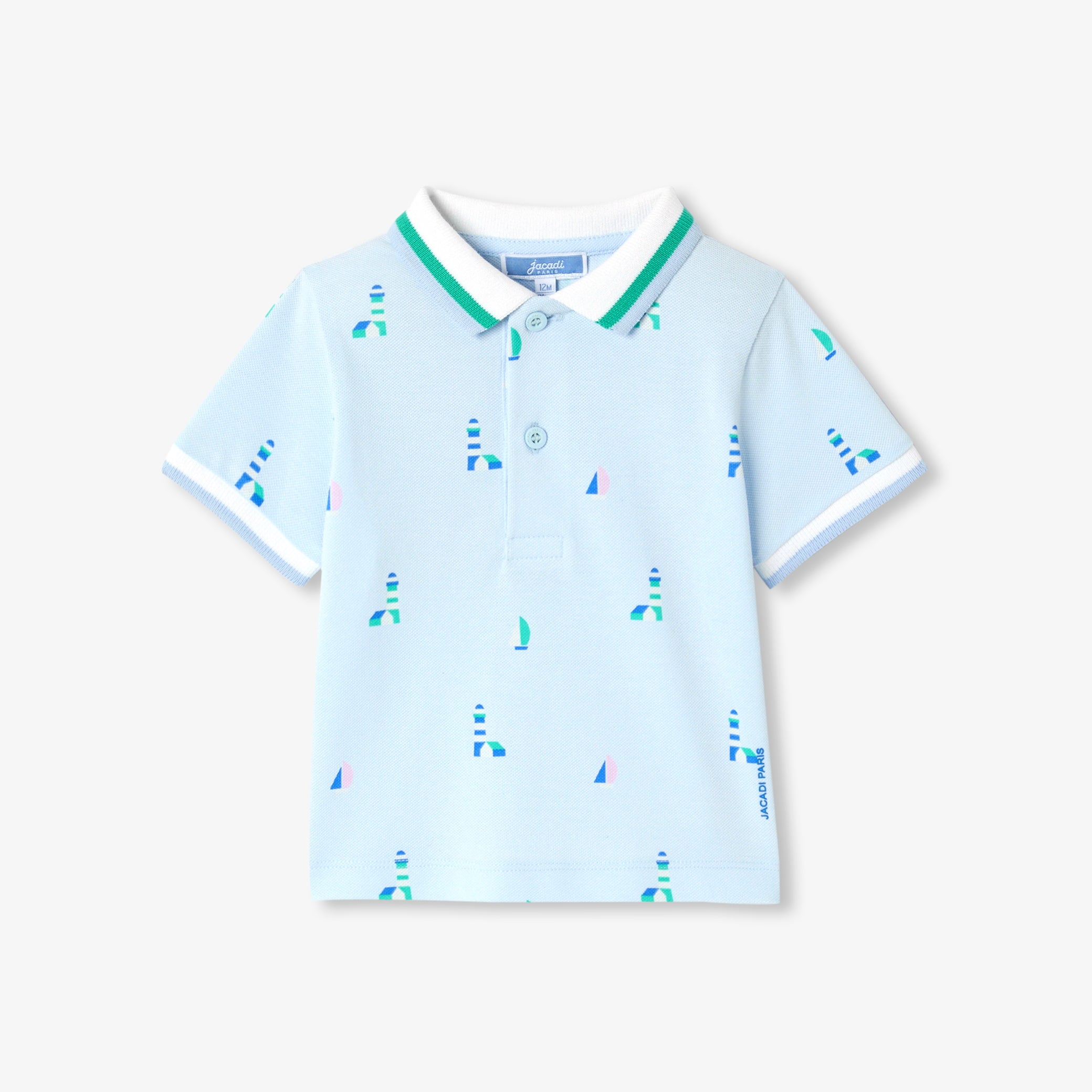 Baby boy polo shirt in printed cotton piquÃ©