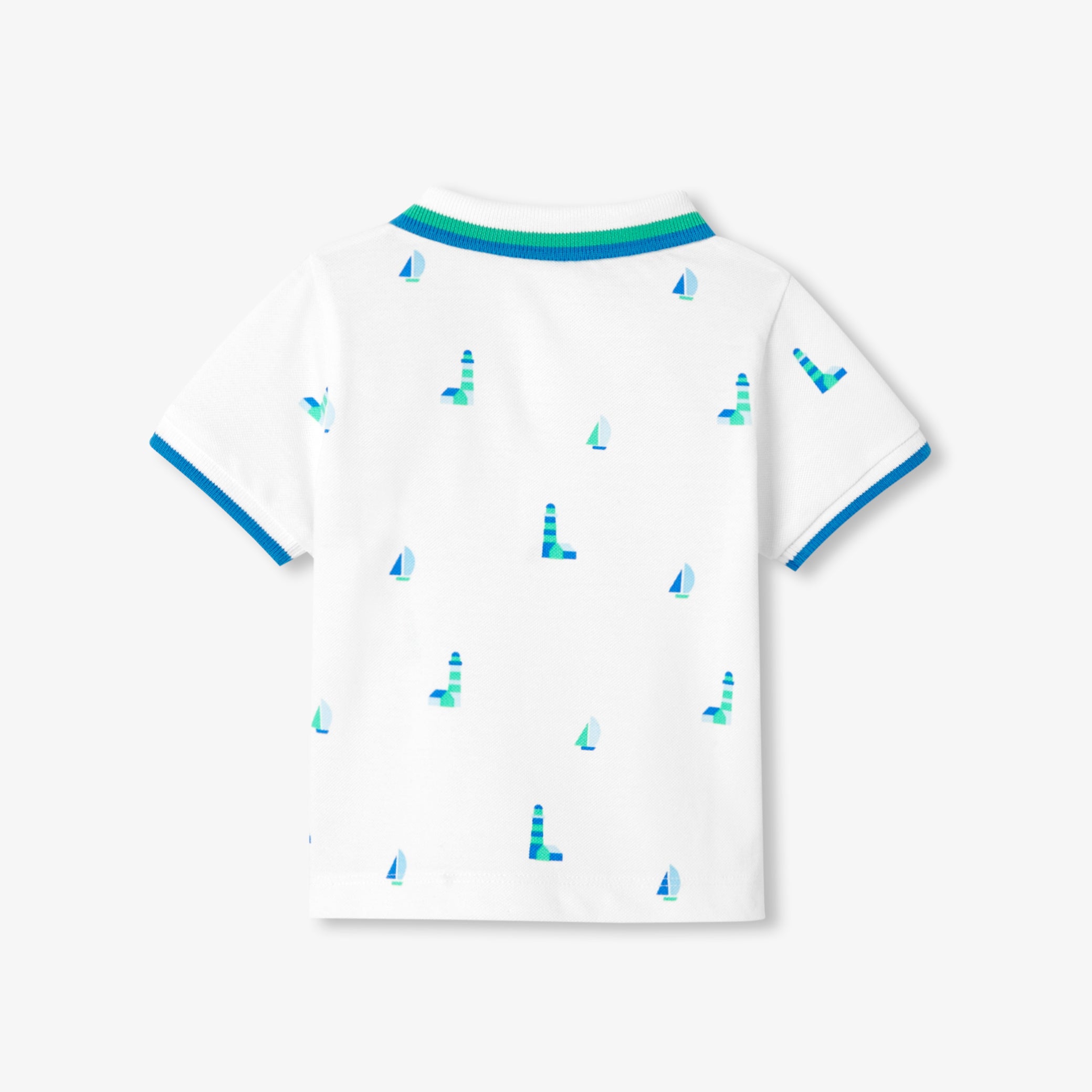 Baby boy polo shirt in printed cotton piquÃ©