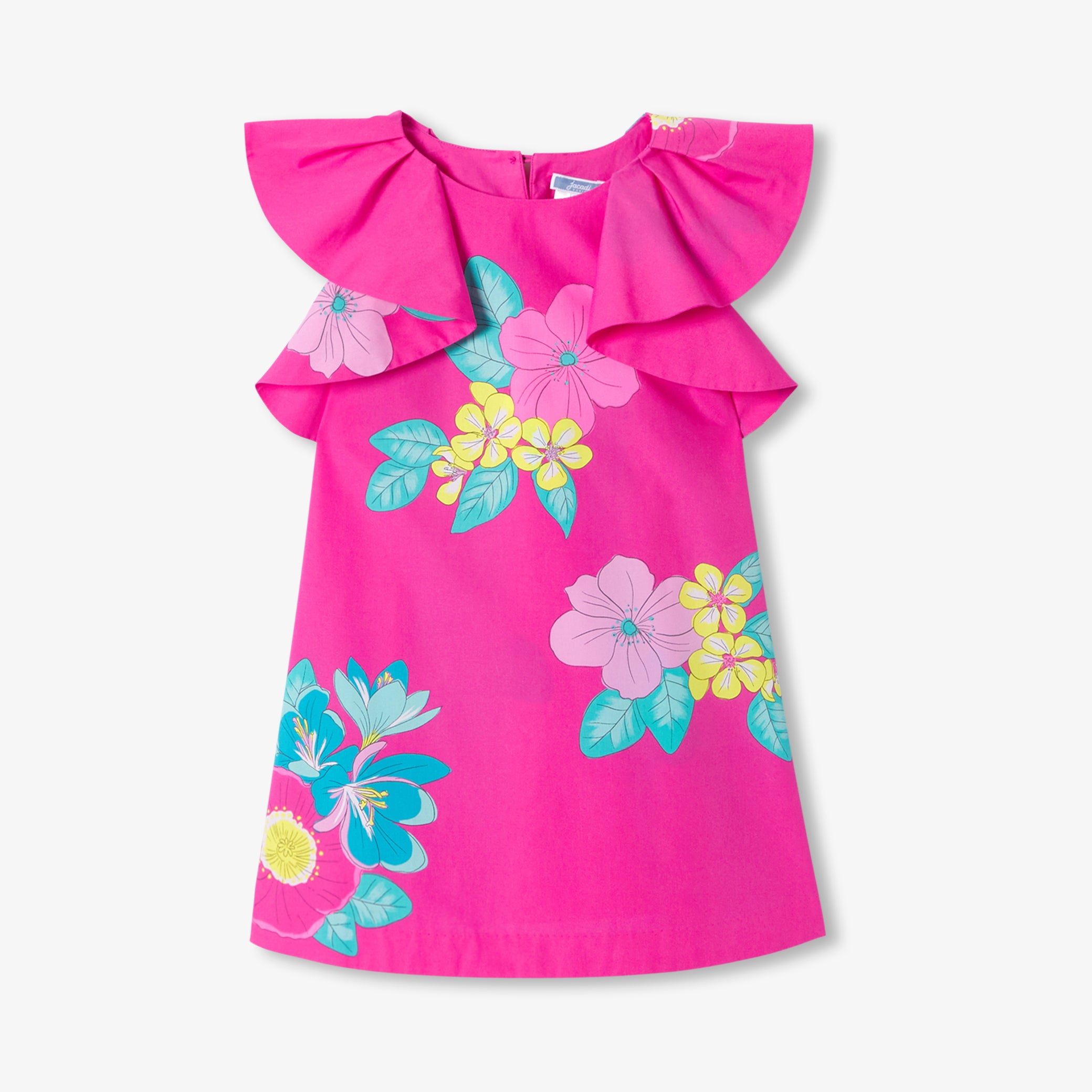 Floral print poplin dress for girls