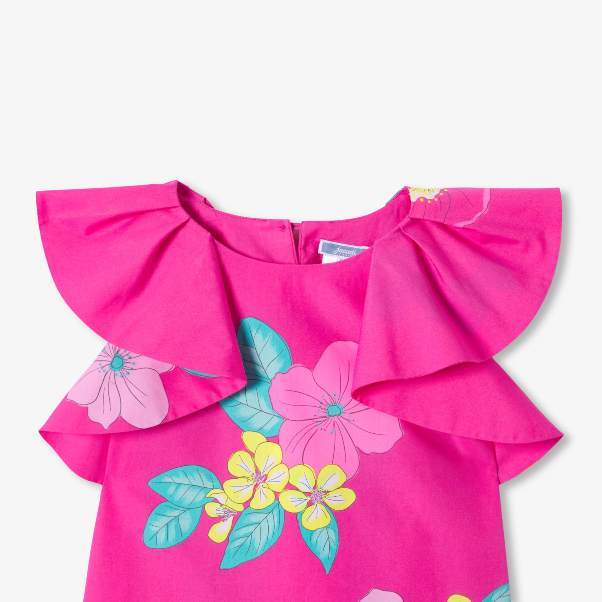 Floral print poplin dress for girls
