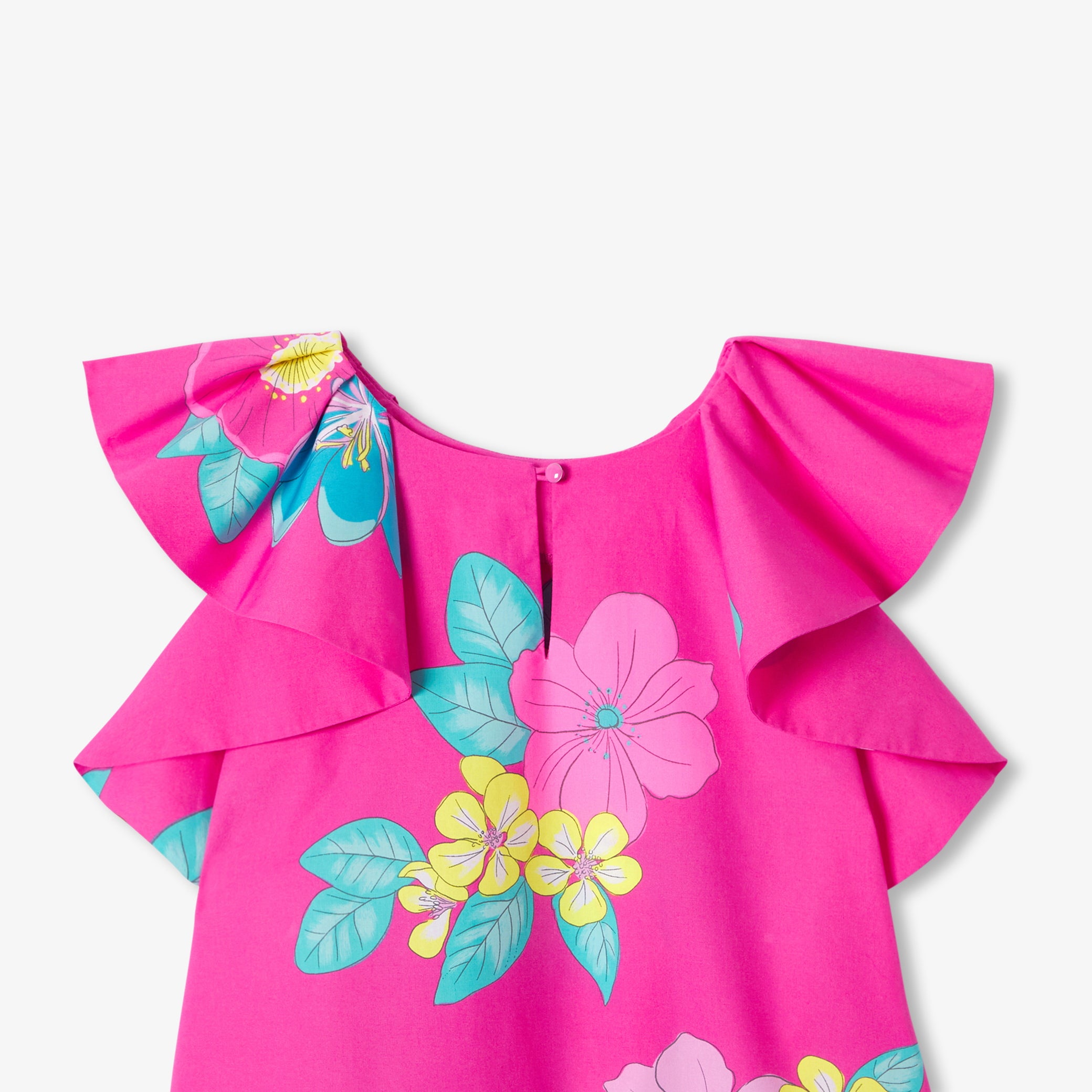 Floral print poplin dress for girls