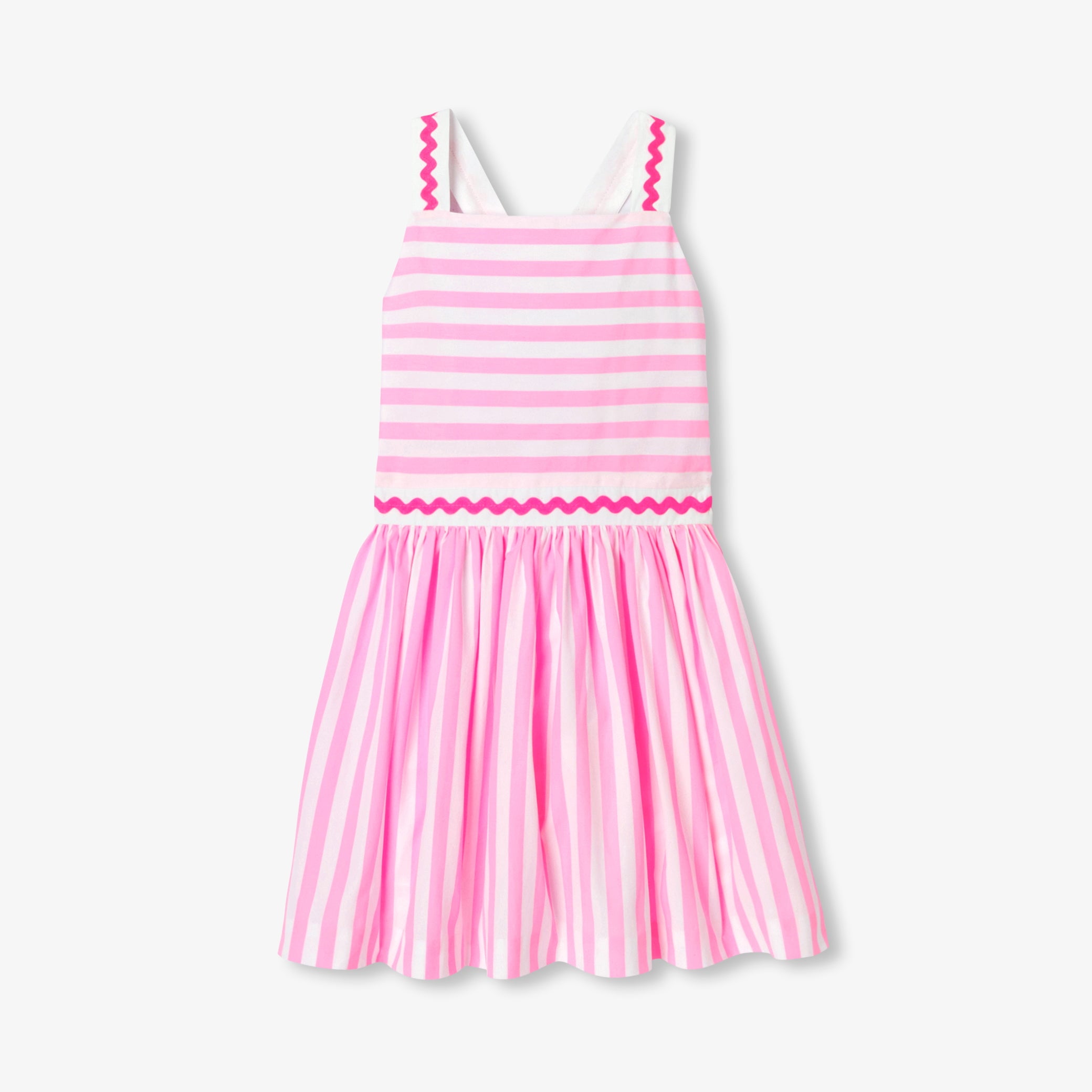 Girls' striped poplin dress
