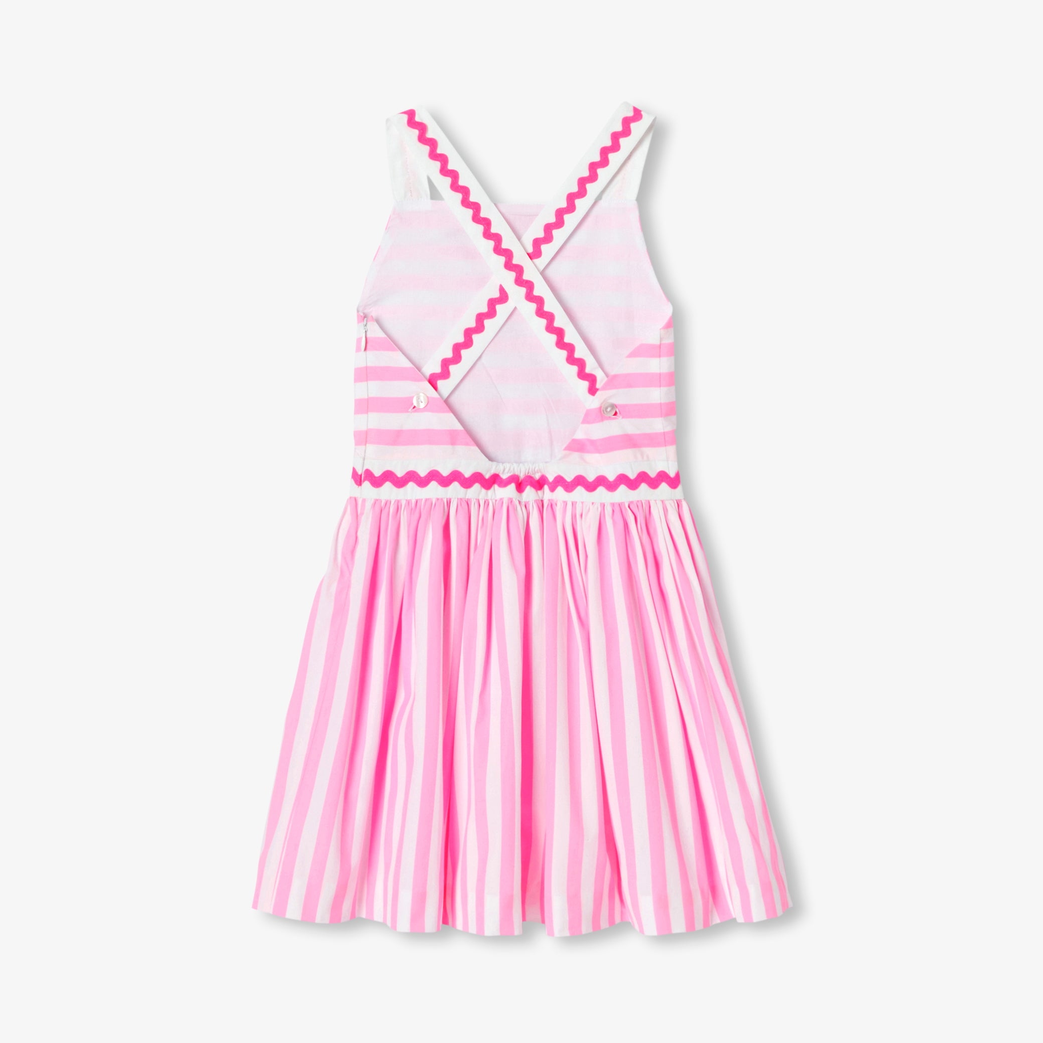 Girls' striped poplin dress
