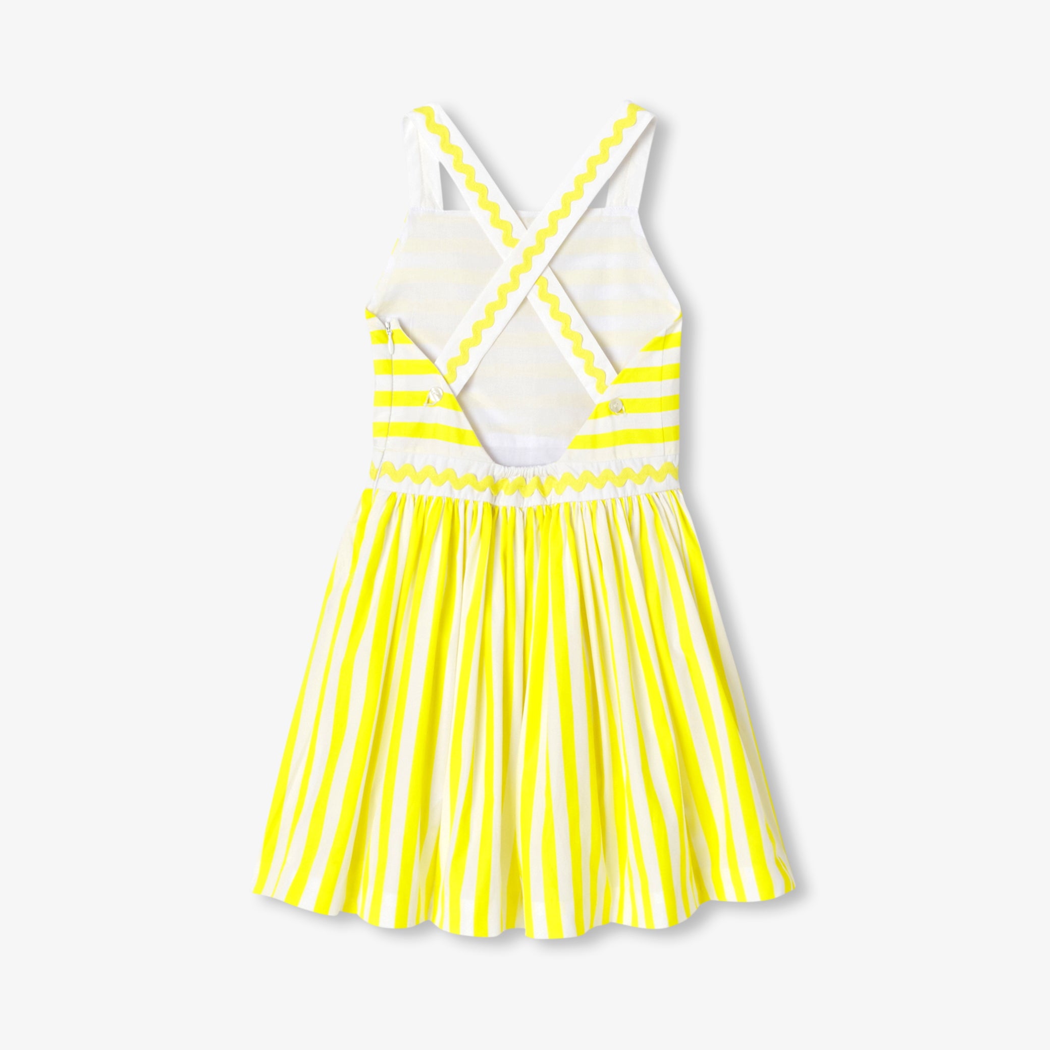 Girls' striped poplin dress