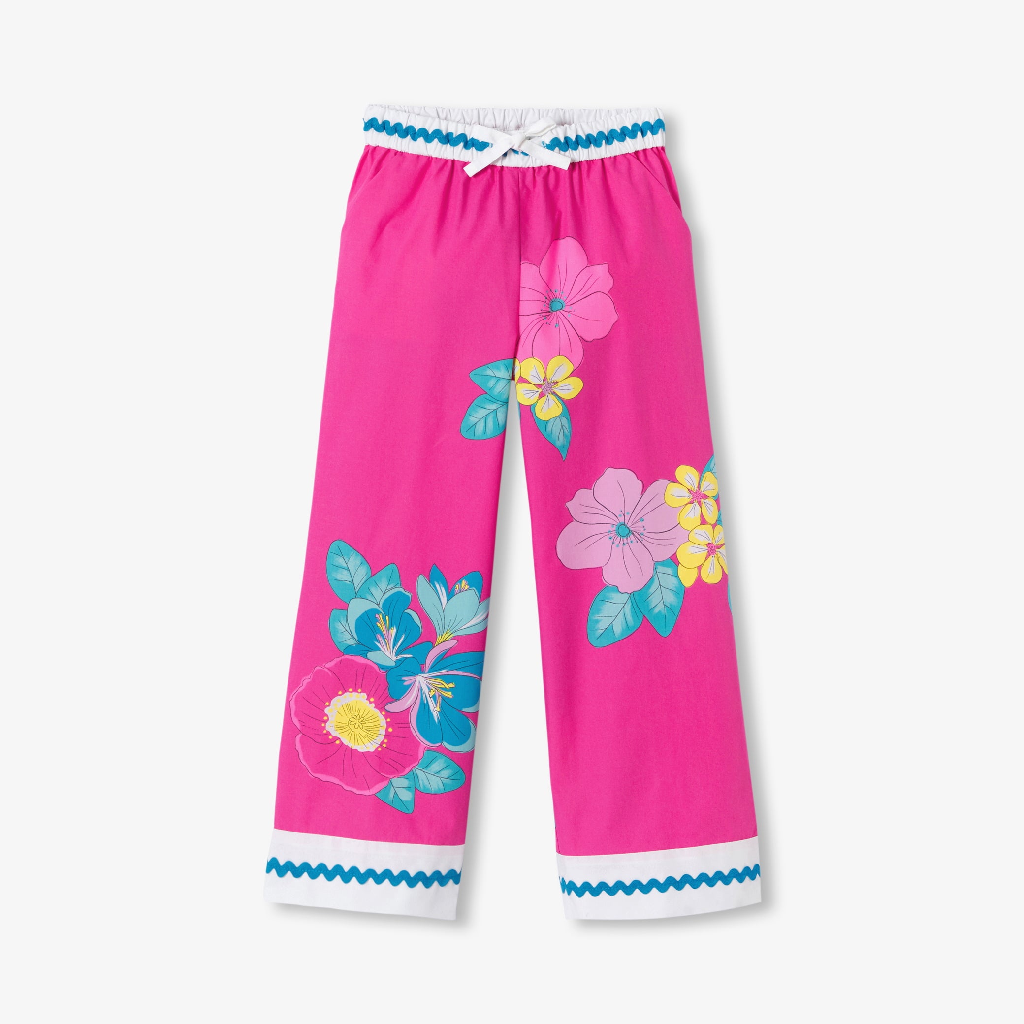 Girls' wide-leg poplin pants