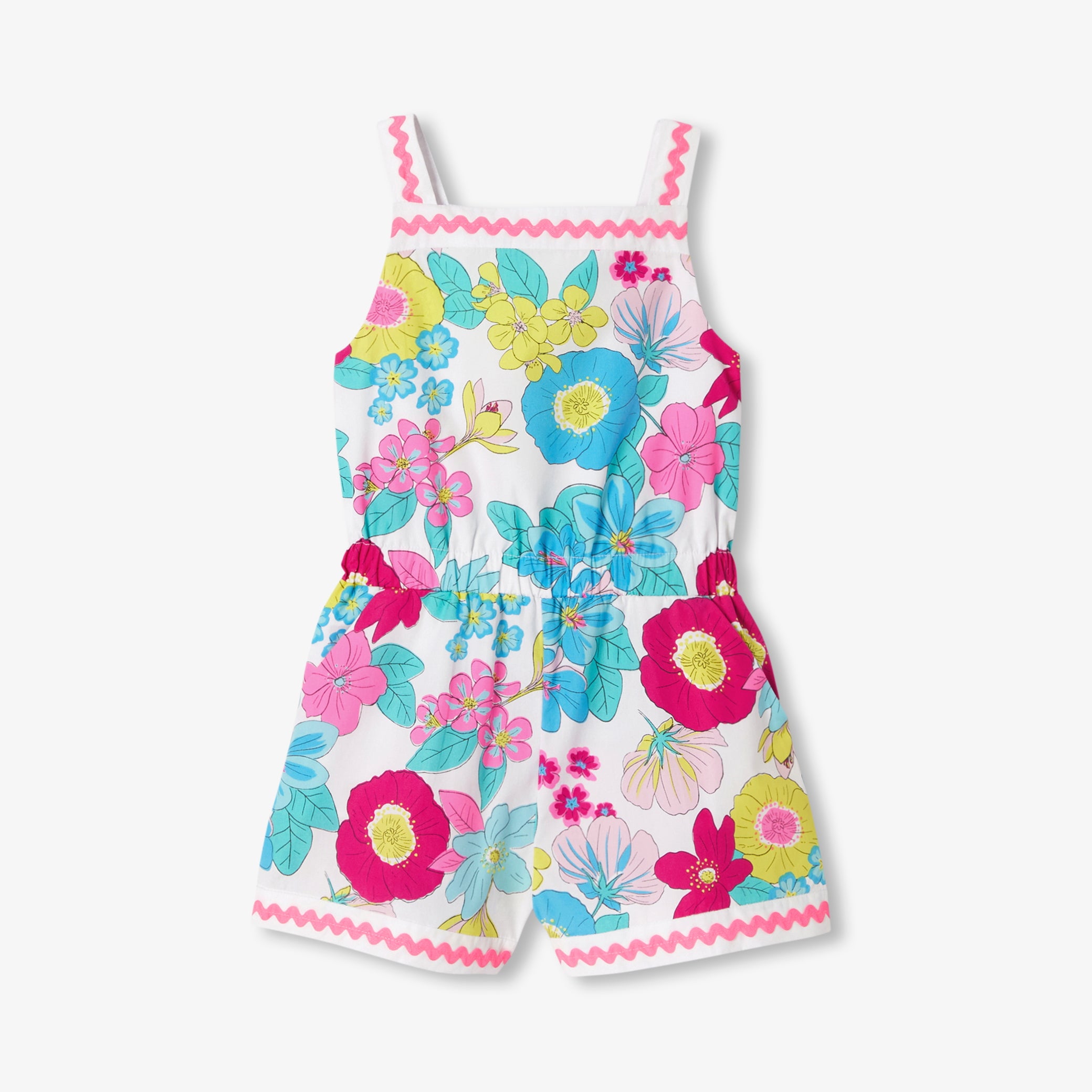 Floral poplin playsuit for girls