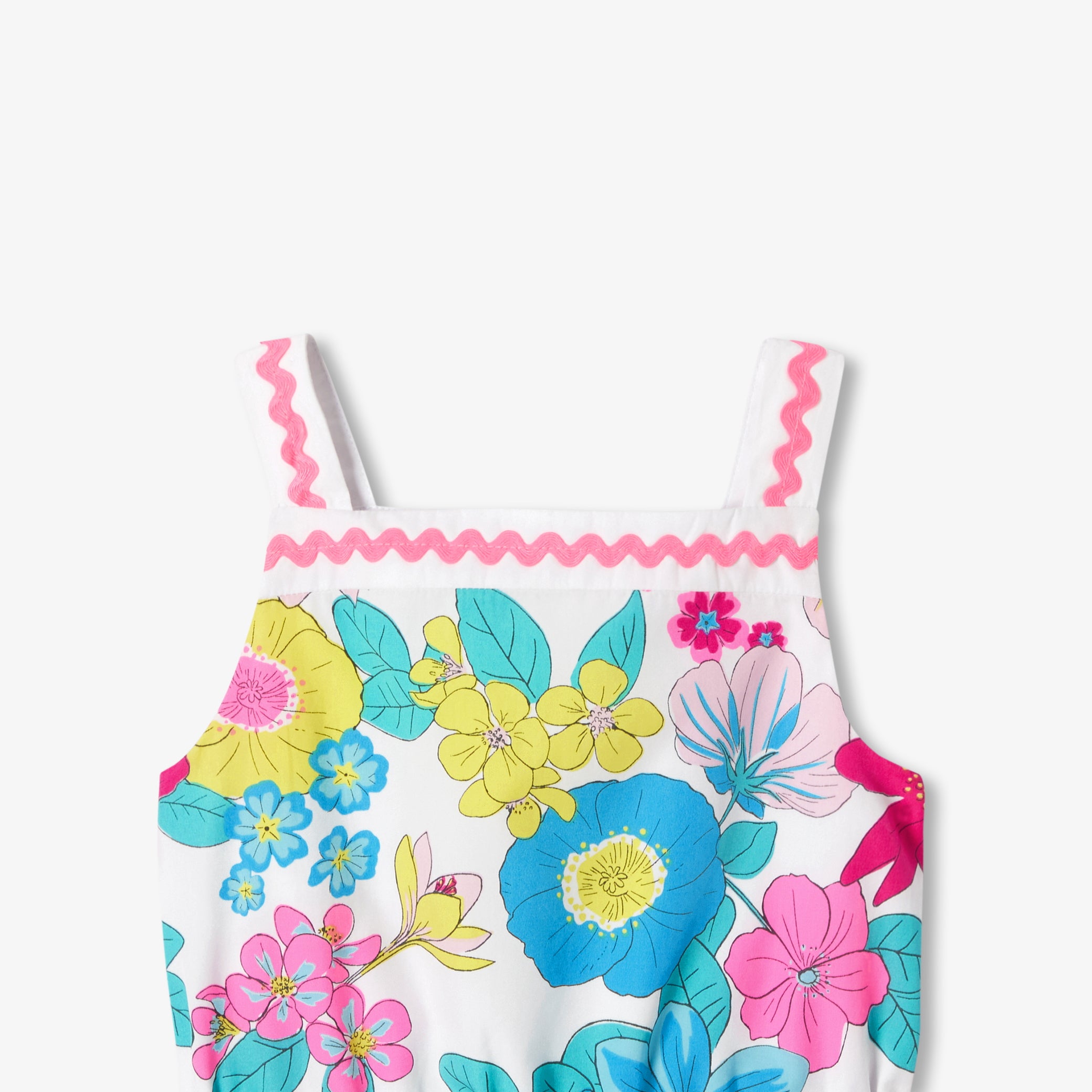 Floral poplin playsuit for girls