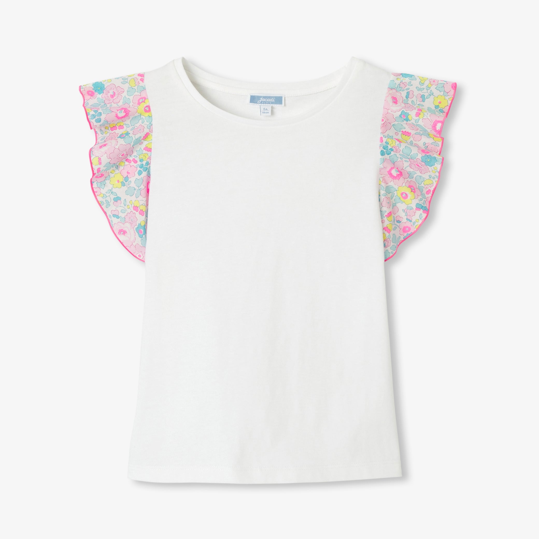 Girls' T-shirt with ruffled sleeves