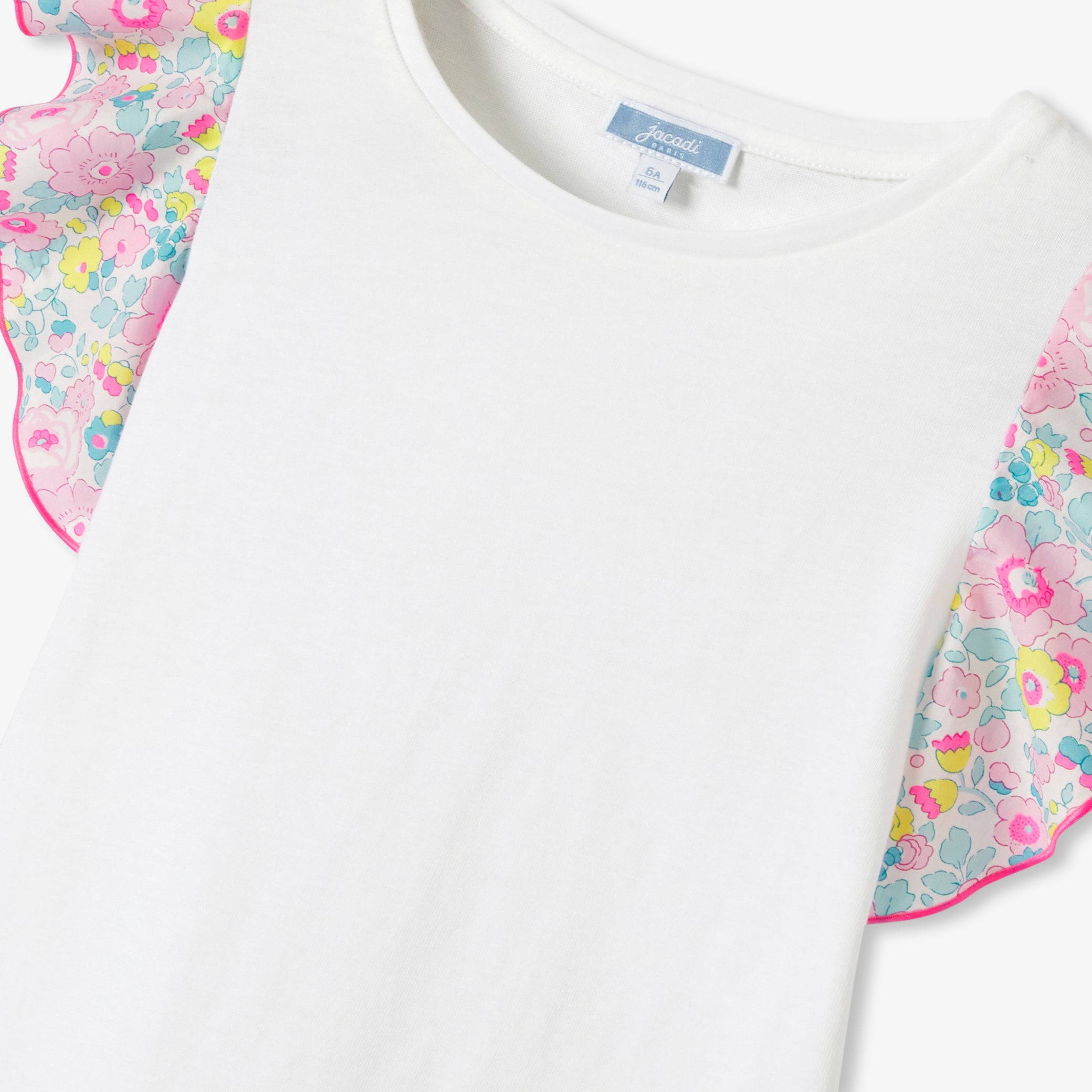 Girls' T-shirt with ruffled sleeves