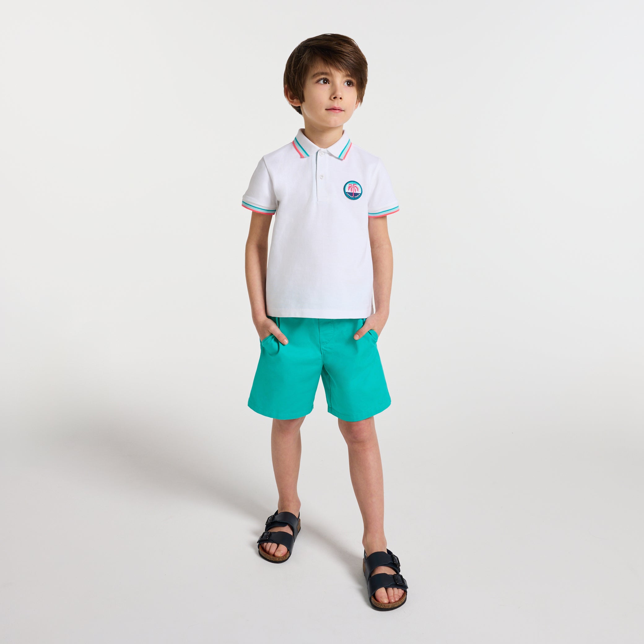 Boys' cotton twill Bermuda shorts