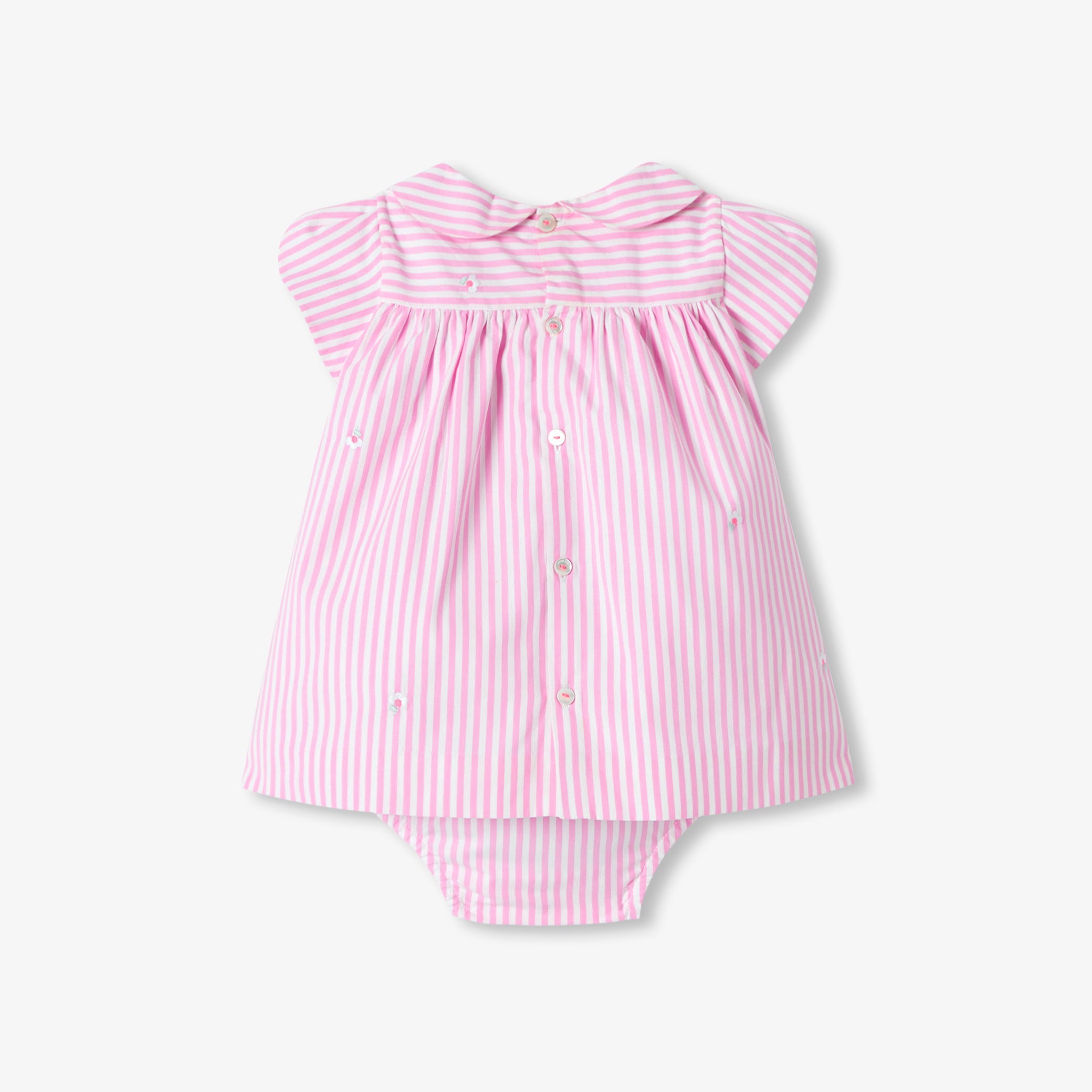 Baby girl short-sleeved striped poplin dress