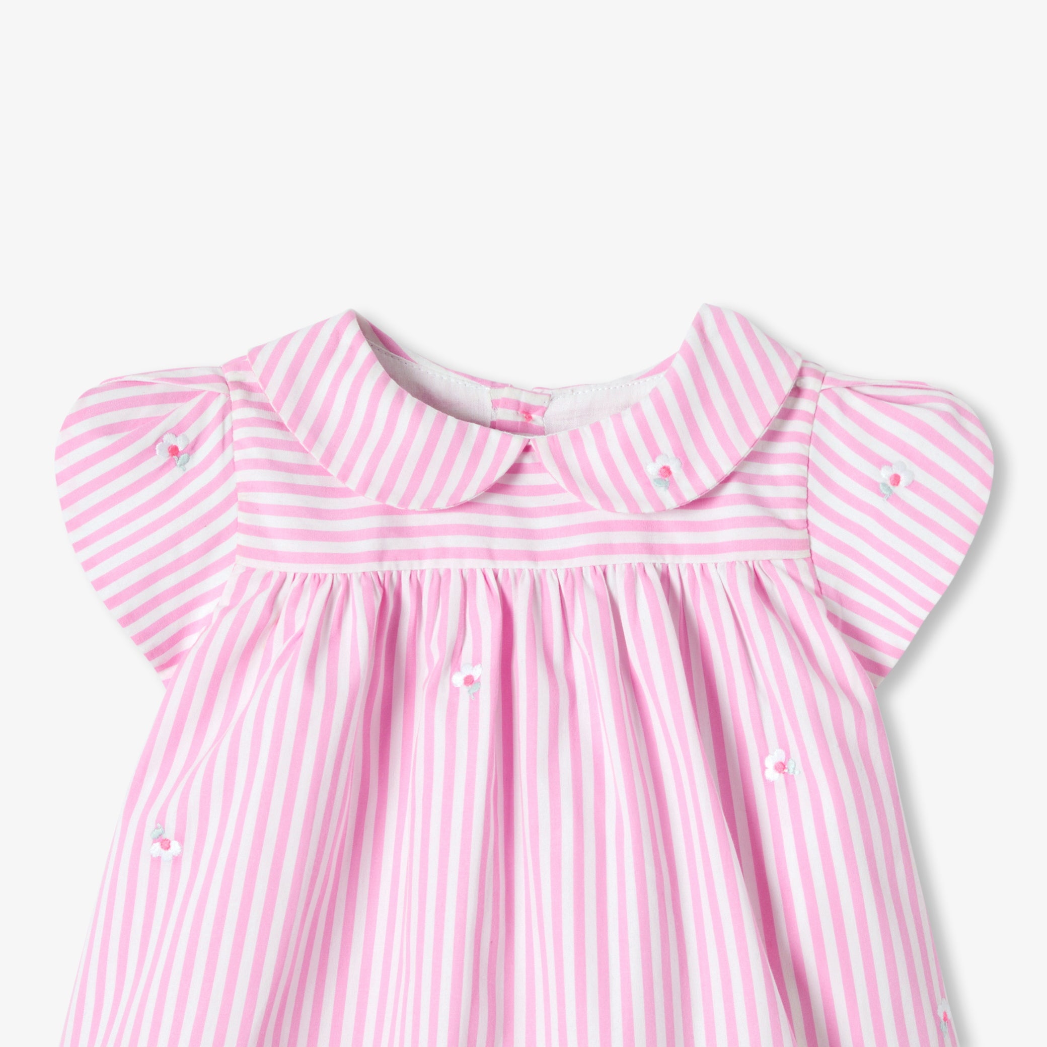 Baby girl short-sleeved striped poplin dress