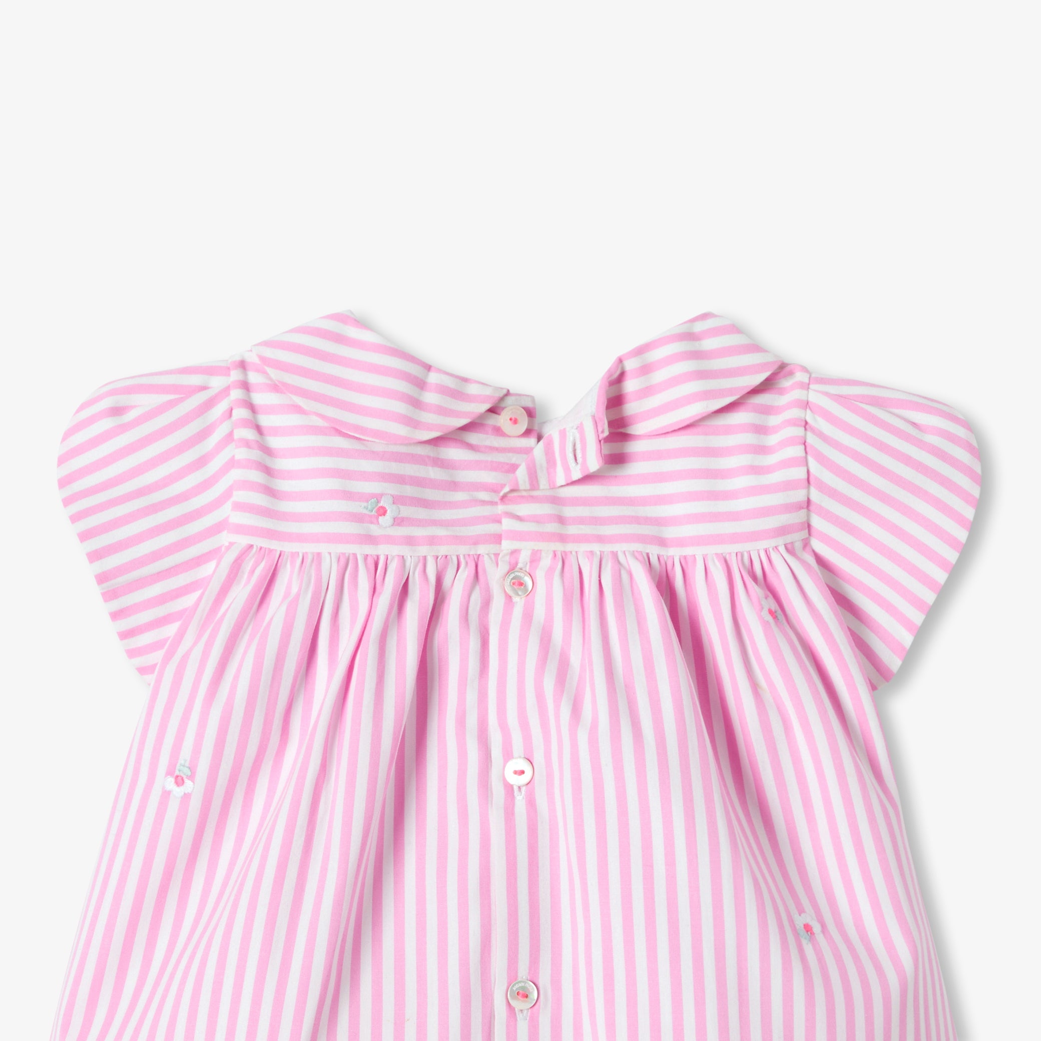 Baby girl short-sleeved striped poplin dress