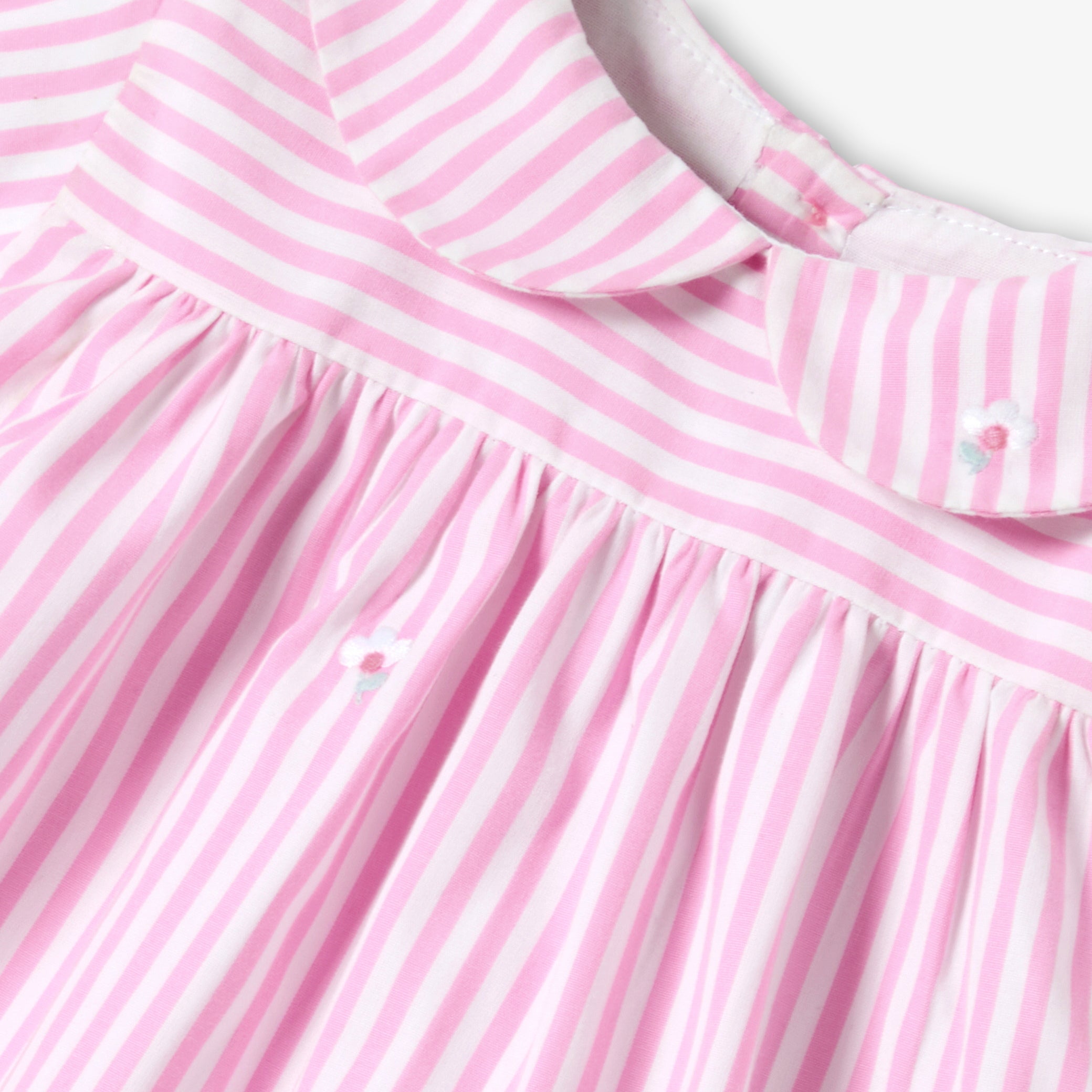 Baby girl short-sleeved striped poplin dress