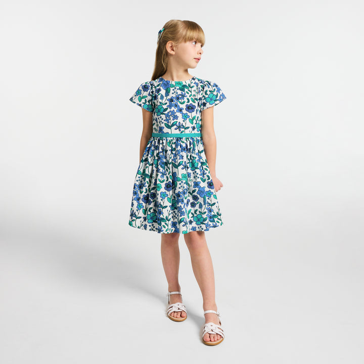 Girl floral print poplin dress