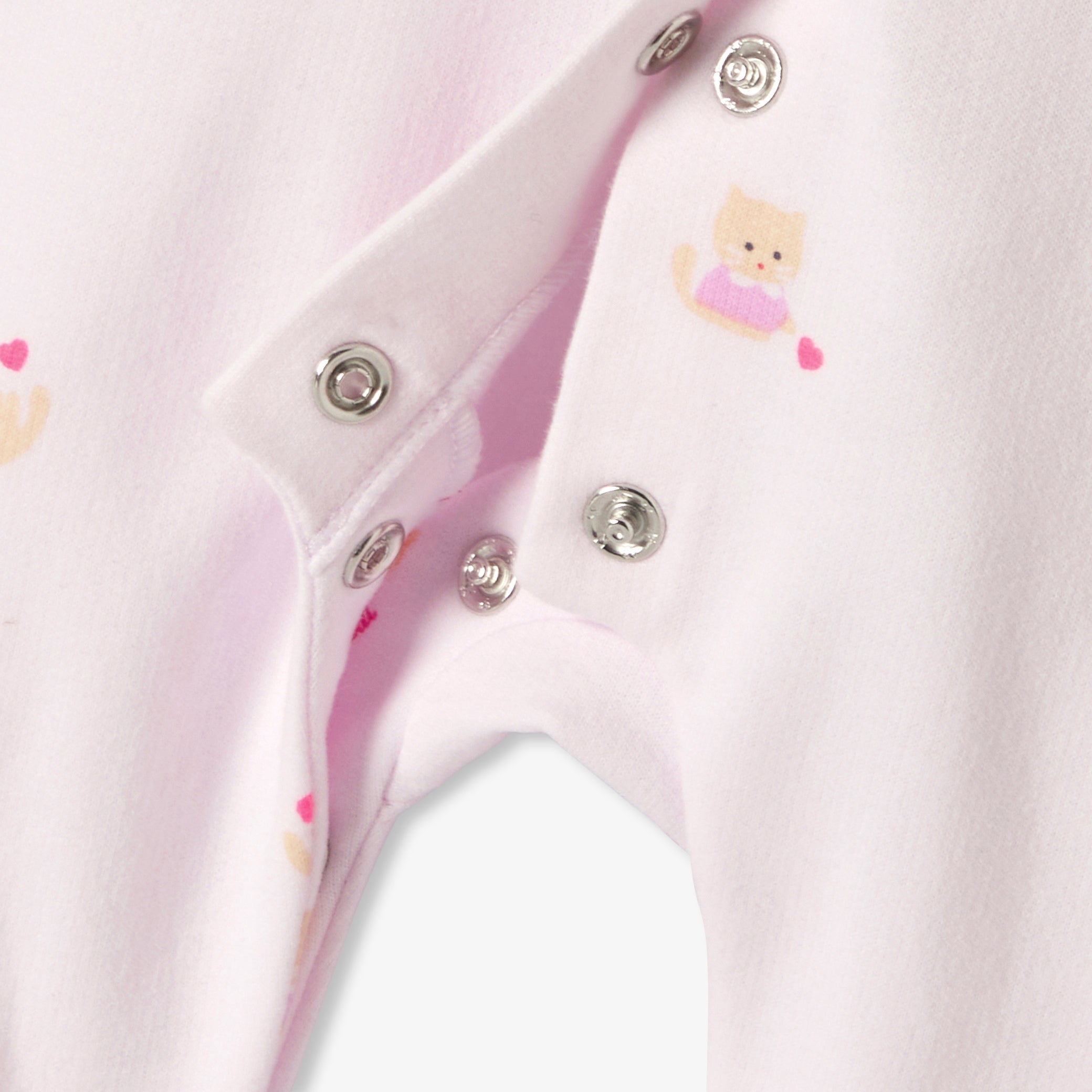 Baby girl fleece pajamas with cat and heart motifs