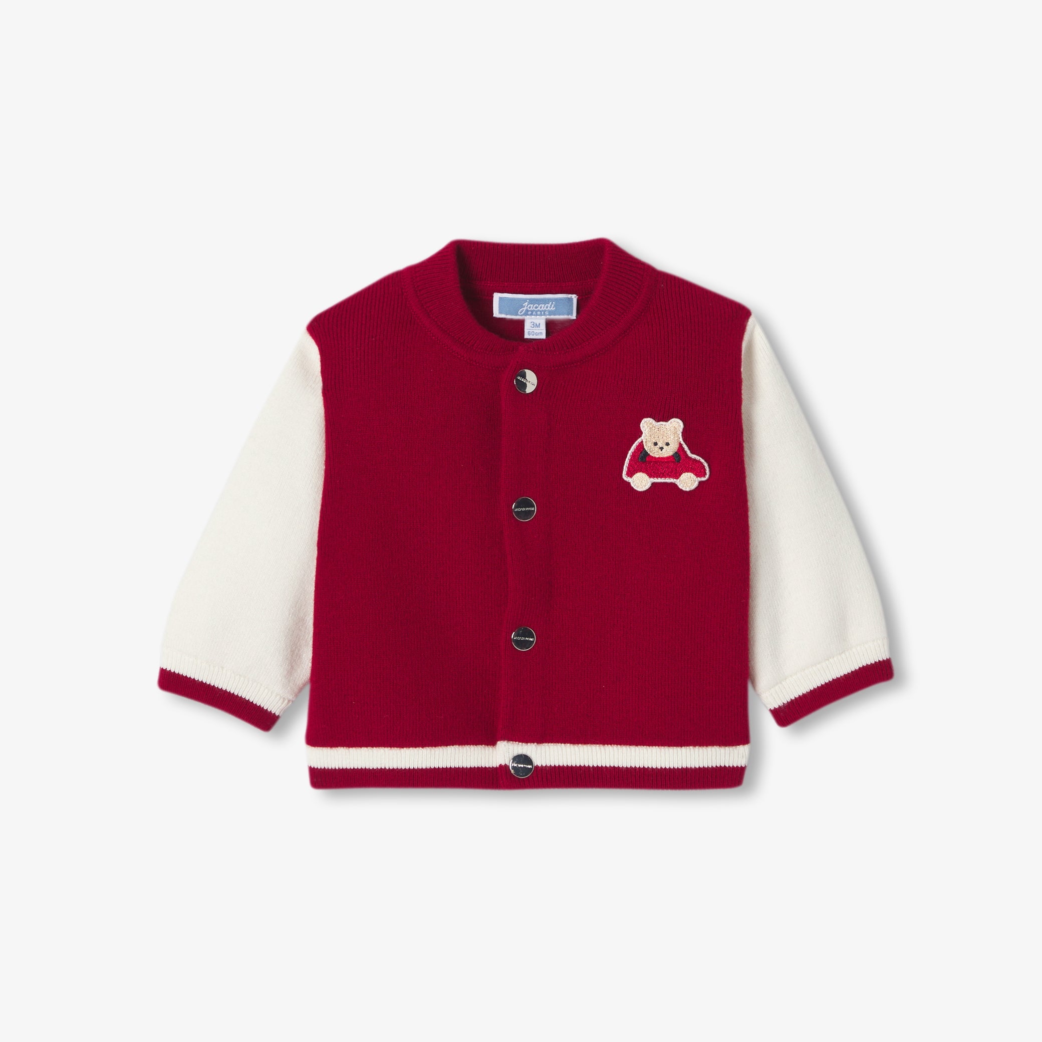 Baby boy varsity-style knitted cardigan