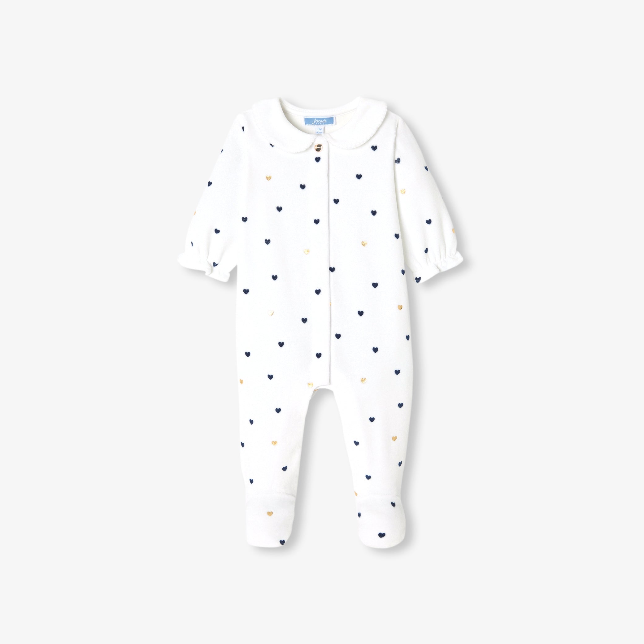 Baby girl velvet pajamas with Peter Pan collar