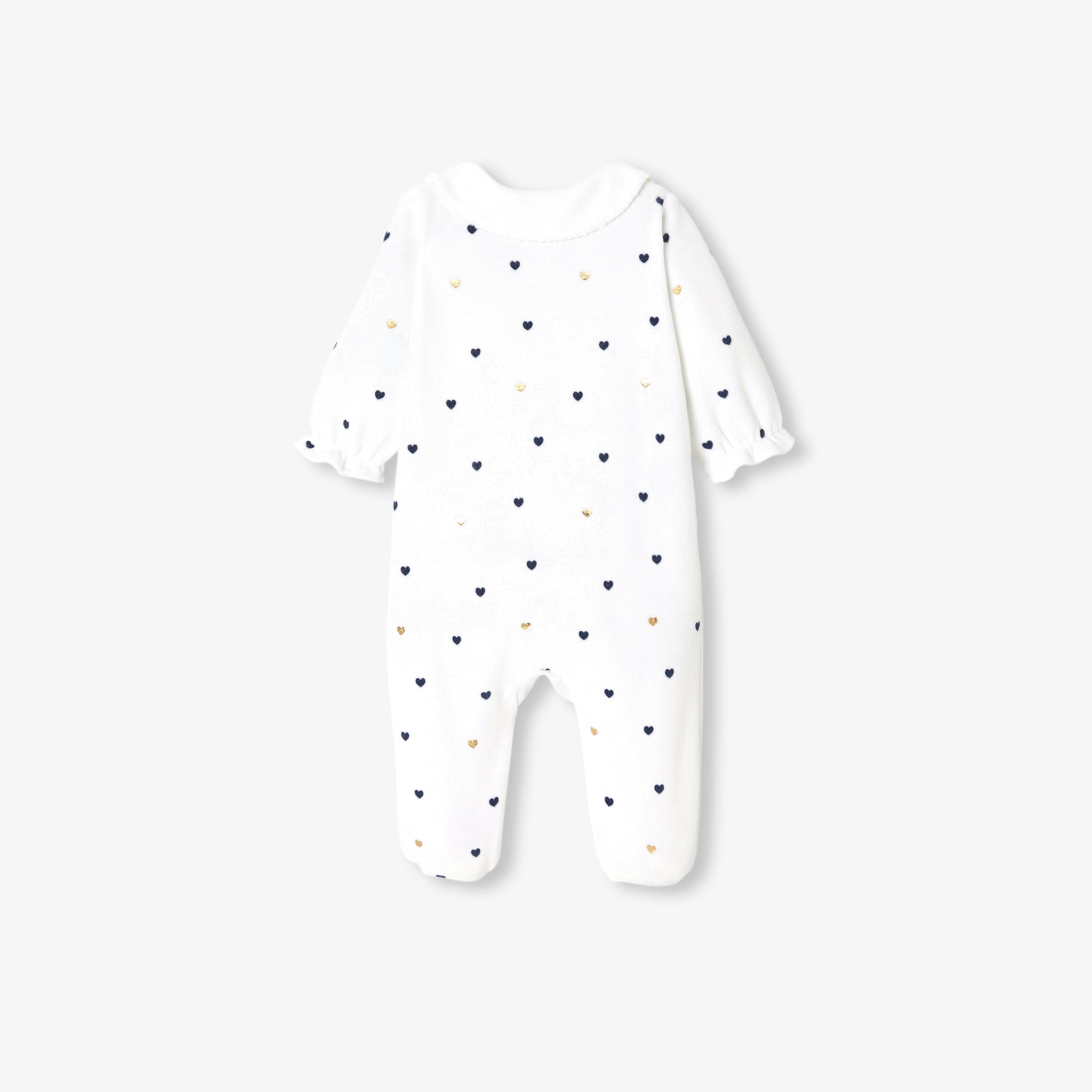 Baby girl velvet pajamas with Peter Pan collar