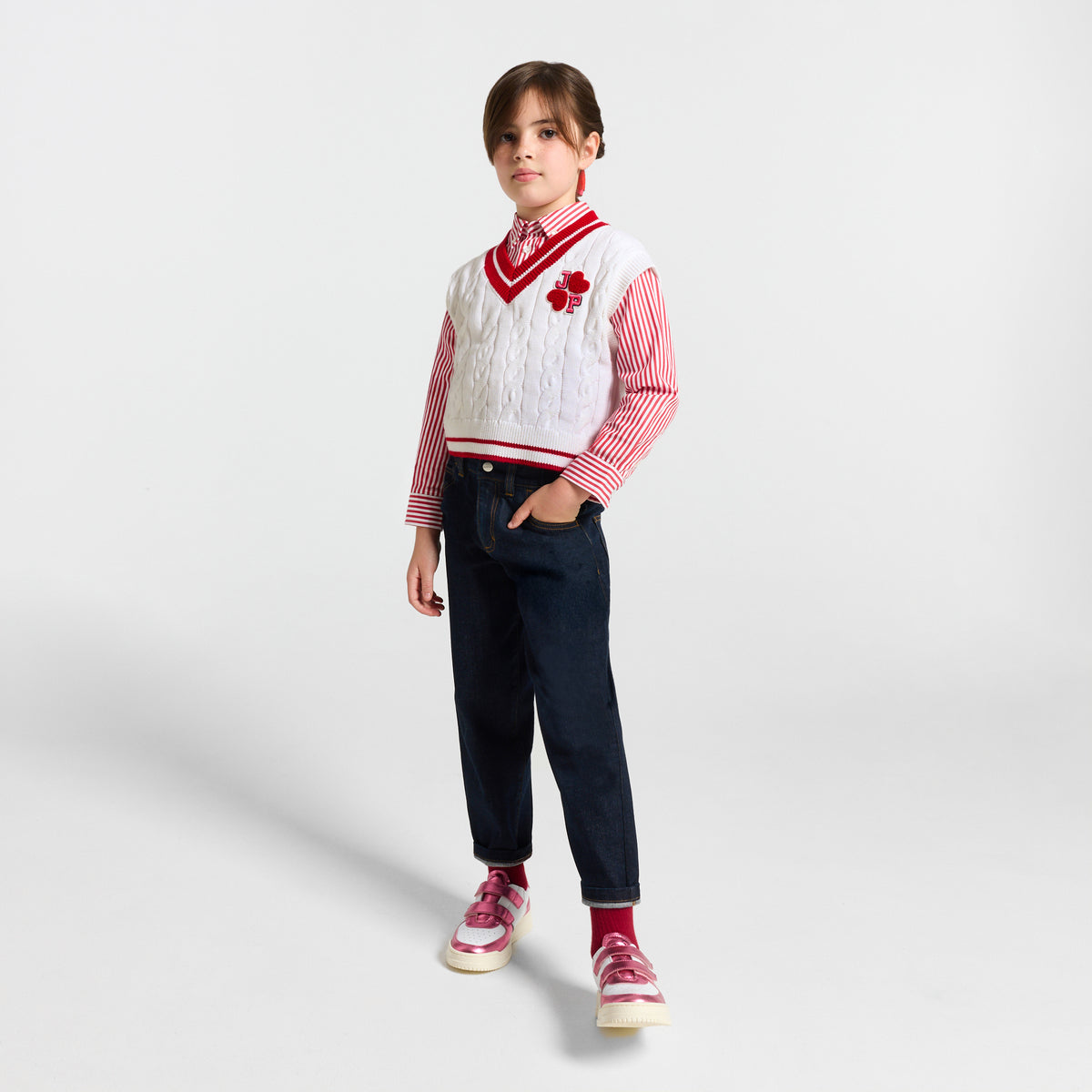 Girl sleeveless cotton jumper
