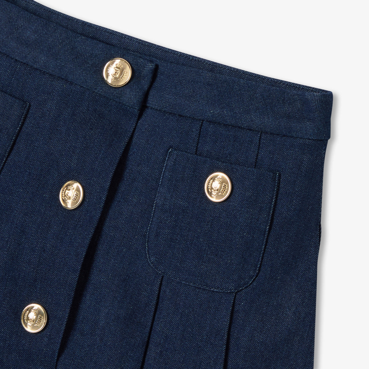 Girl pleated denim skirt