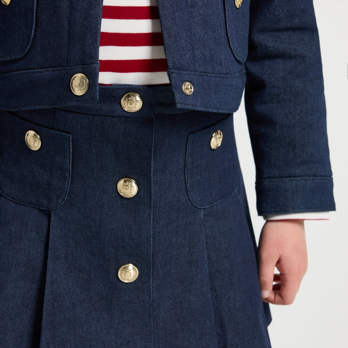 Girl pleated denim skirt