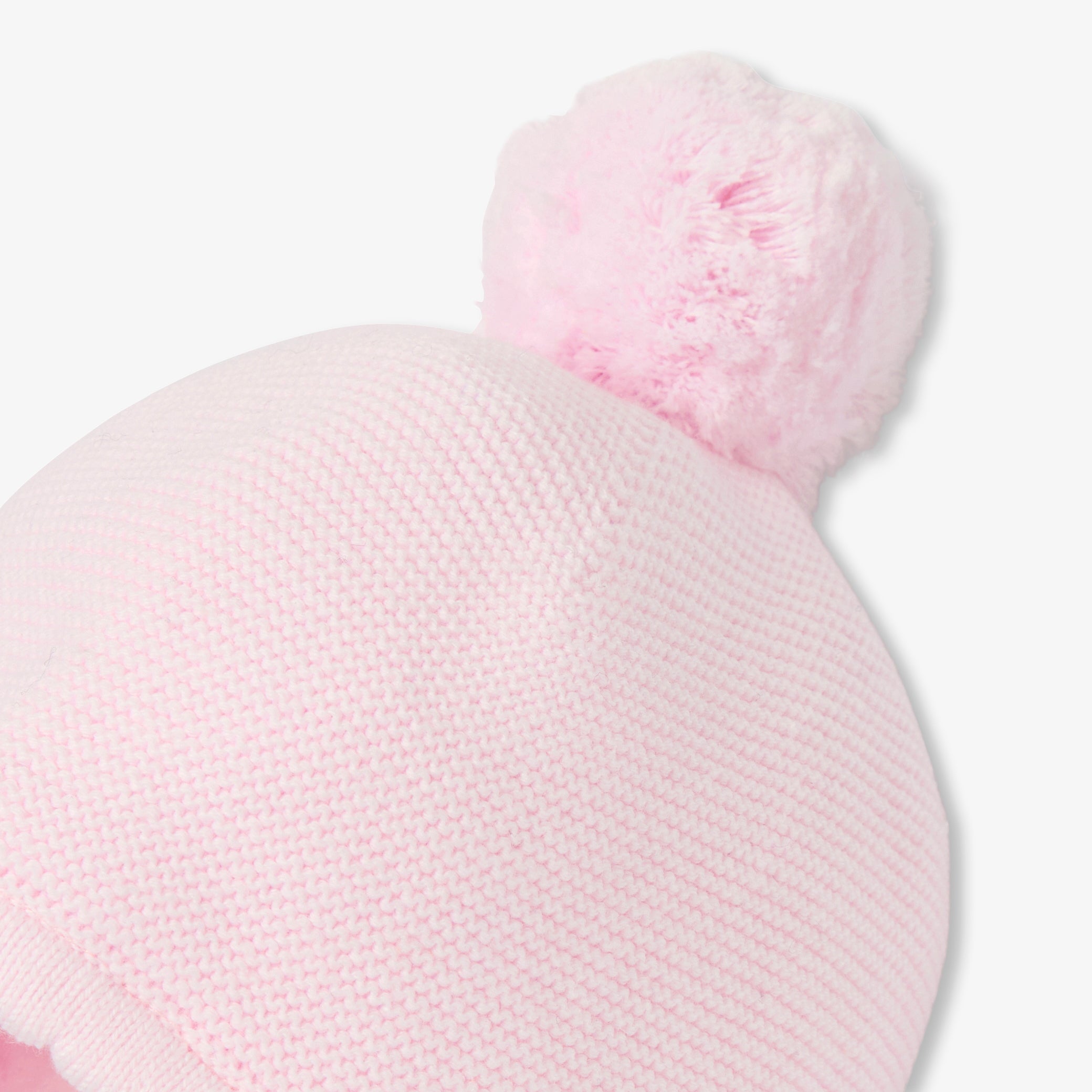 Baby girl garter stitch beanie with microfleece lining