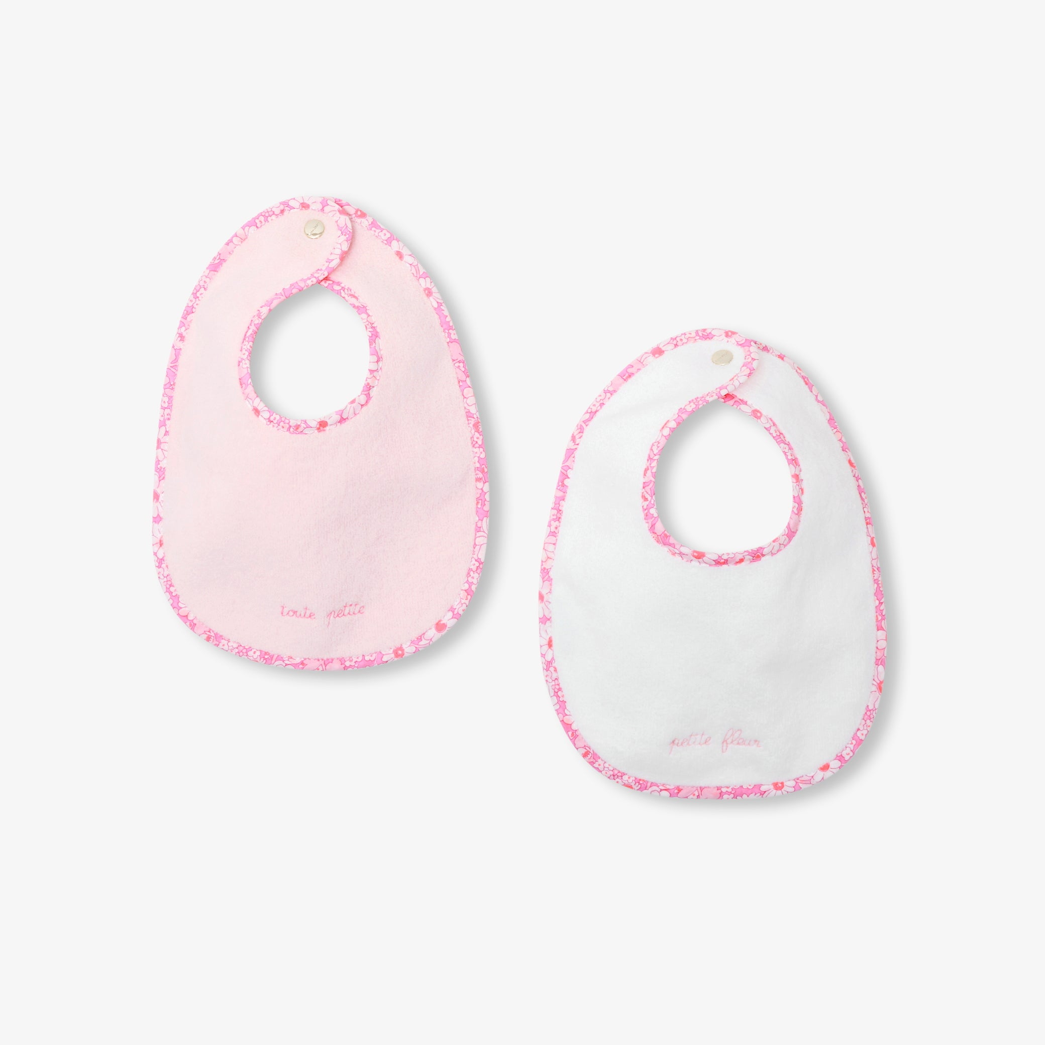 Baby girl set of 2 terry cloth bibs