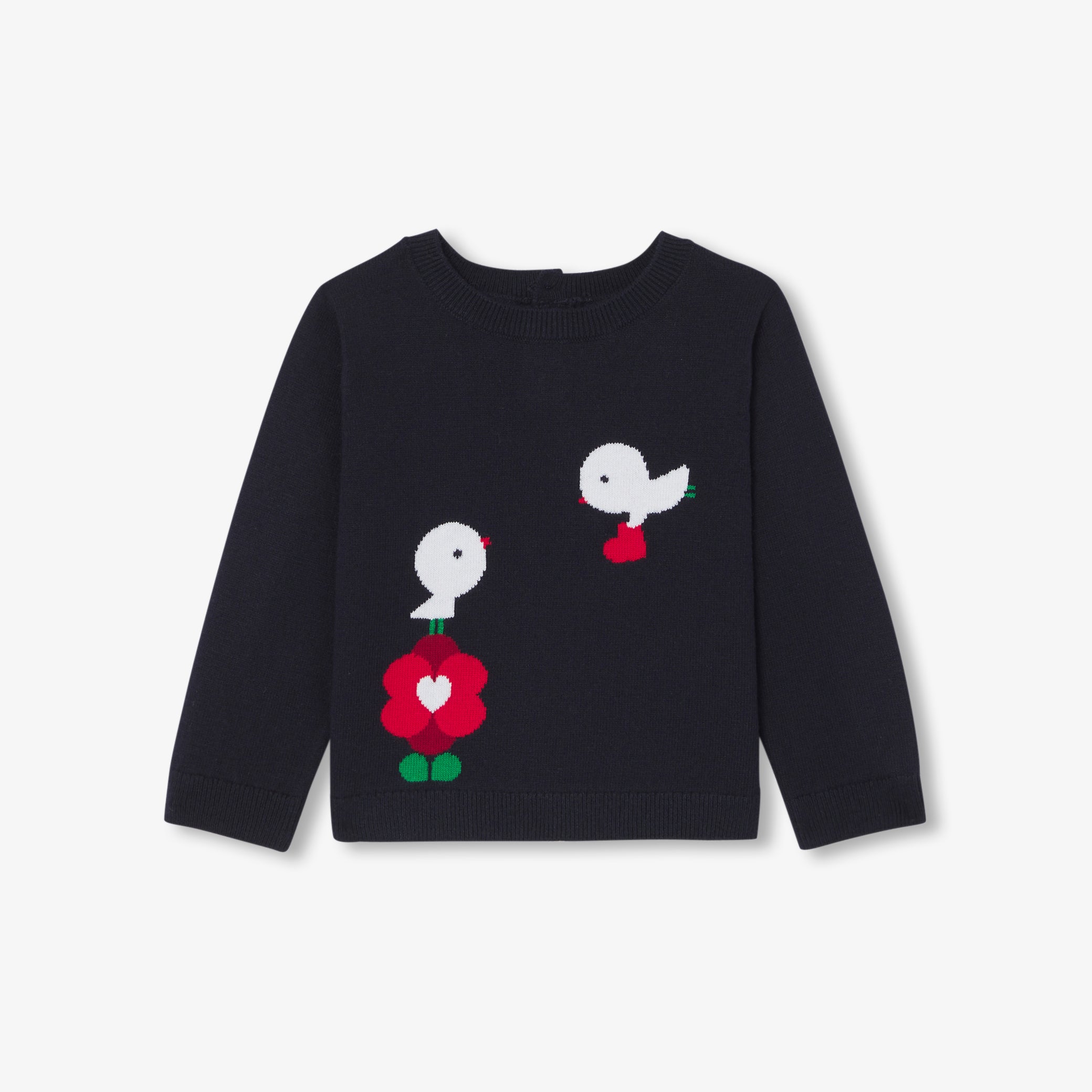 Baby girl jumper in cotton and wool